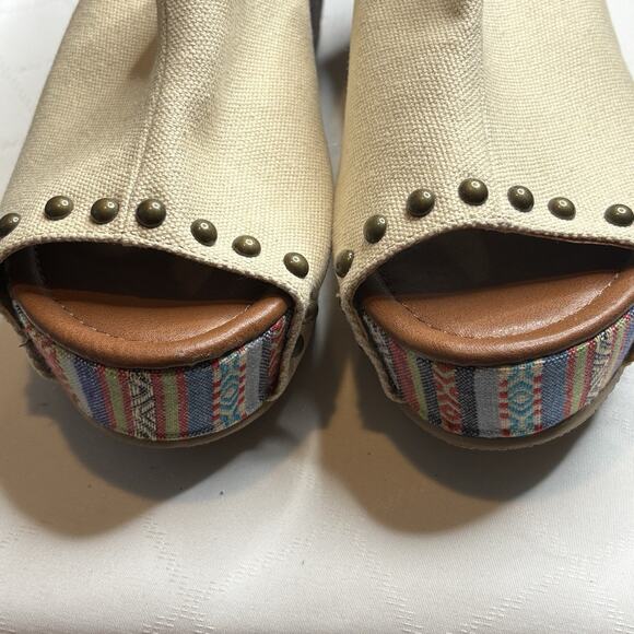 VTG Rampage Womens Y2K Studded Quizzy Platform Wedges Sandals Size 8.5 Going Out - Picture 7 of 10